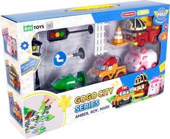 Robocar Poli Gogo City Oyun Seti – Amber, Roy, Mark Araç Figürleri ve Puzzle Parçaları (3+ Yaş)