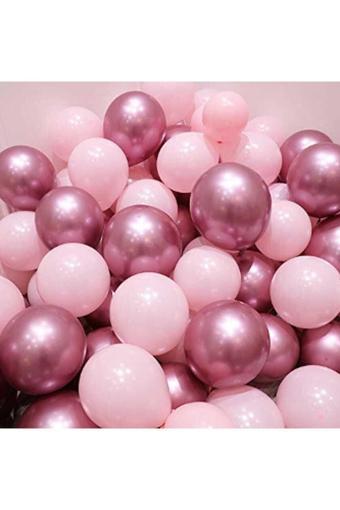 Krom Pembe ve Makaron (pastel) Pembe Renk 15 li Balon