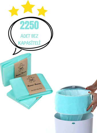 16L Çöp Kutuları İle Uyumlu 2250 Bebek Bezi Kapasiteli BAMM BAMM 3 Paket Yerli Çöp Poşeti