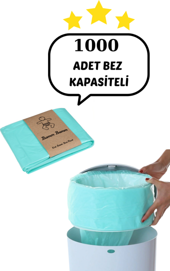 16L Çöp Kutuları İle Uyumlu 1000 Adet Bebek Bezi Kapasiteli BAMM BAMM Yerli Çöp Poşeti