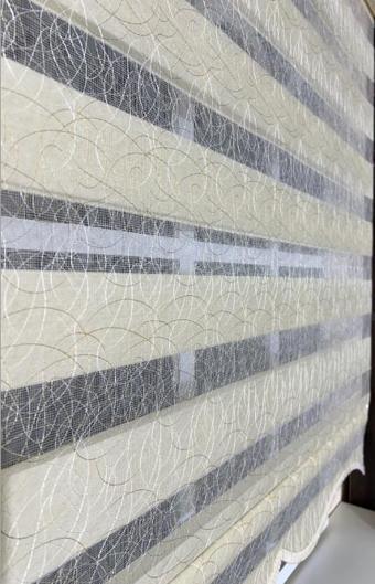 Zebra Stor Nakışlı Krem Etek Dilimli ST 127