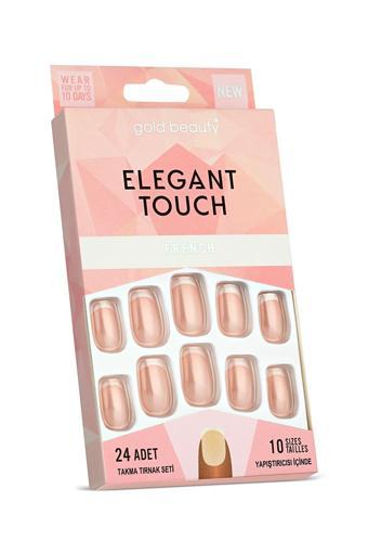 Gold Beauty Elegant Touch 24'lü Frenchli Takma Tırnak - Yapıştırıcı
