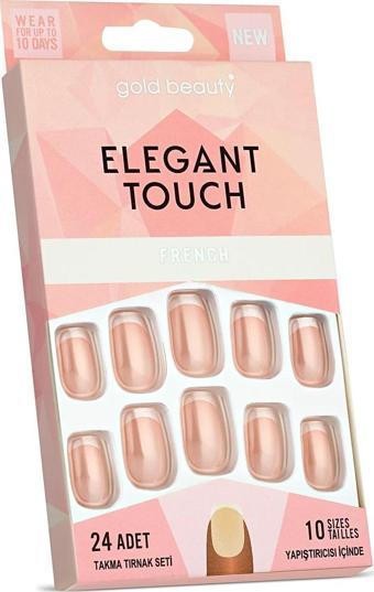 Gold Beauty Elegant Touch 24'lü Frenchli Takma Tırnak - Yapıştırıcı