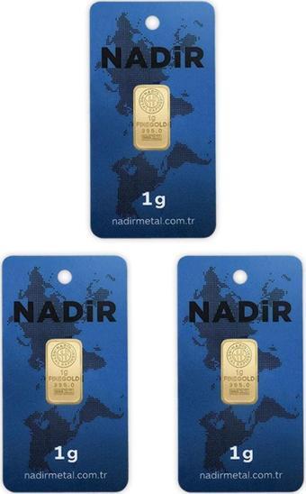 RimaGold 3 Adet 1 gr 24 Ayar NadirGold Gram Altın (Dikdörtgen)