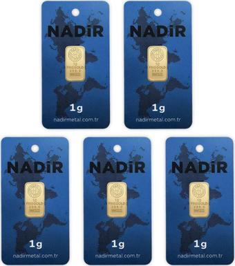 5 Adet 1 gr 24 Ayar NadirGold Gram Altın (Dikdörtgen)