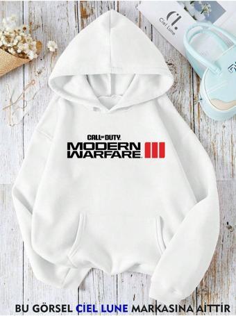 Nevermınd Unisex Cod Modern Warfare 3 Oversize Baskılı Kapşonlu Sweatshirt 3 Iplik