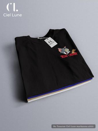 Nevermınd Unisex Tom&Jerry Yazılı Özel Tasarım - Oversize T-Shirt