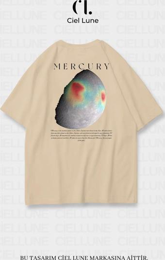 Nevermınd Unisex Kadın Erkek Merkür Baskılı Özel Tasarım Oversize T-Shirt