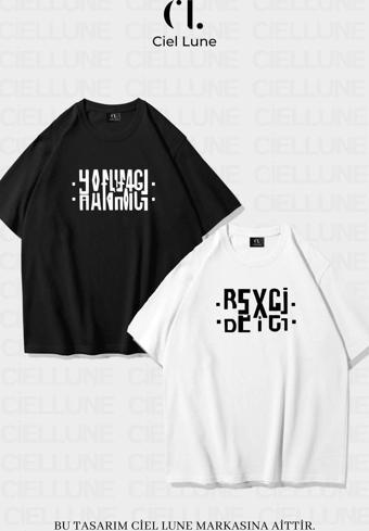 Nevermınd Unisex Kadın Erkek Hanımcı Beyci Baskılı Sevgili Çift Kombini Tasarım Oversize T-Shirt 2'Li Set