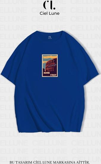 Nevermınd Unisex Kadın Erkek Rome İtaly  Baskılı Özel Tasarım Oversize T-Shirt