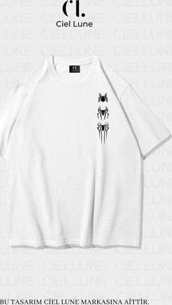 Nevermınd Unisex Kadın Erkek Spider Baskılı Özel Tasarım Oversize T-Shirt