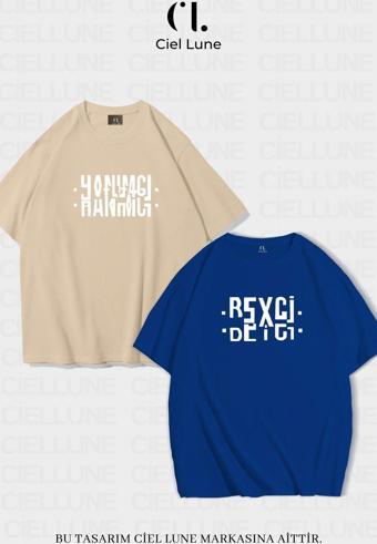 Nevermınd Unisex Kadın Erkek Hanımcı Beyci Baskılı Sevgili Çift Kombini Tasarım Oversize T-Shirt 2'Li Set