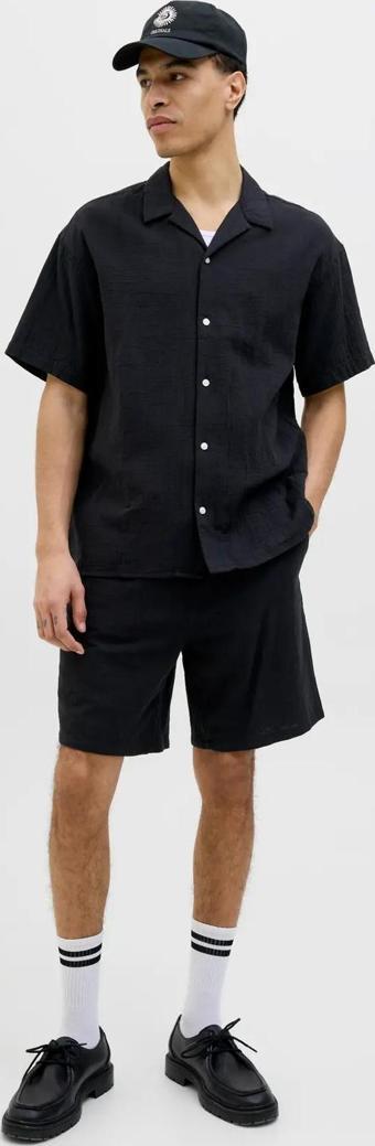 Jack & Jones Erkek Günlük Siyah Keten Şort - 12274758