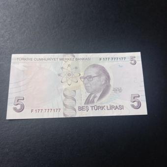 Escoines Koleksiyon 39963680c0f44eac5e 9.Emisyon 5Türk Lirası Güzel Numara F177 777177