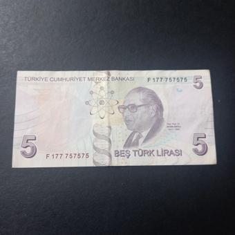 Escoines Koleksiyon 39963680c0f48b0e5f 9.Emisyon 5Türk Lirası Güzel Numara F177 757575