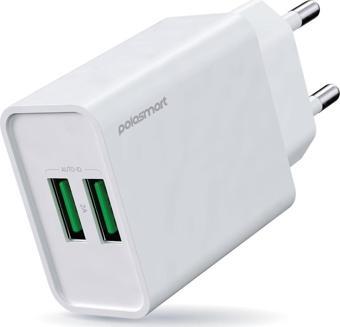 Polosmart PBS120 2 USB Çıkışlı Duvar Şarjı Beyaz