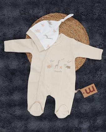 Miracool %100 Pamuklu Hayvan Figürlü Çıtçıtlı Bebek Tulumu + Şapka Hediyeli / Yenidoğan Tulum
