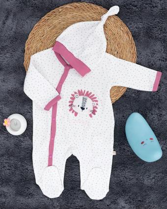 Miracool Aslan Desenli Çıtçıtlı Tulum / Şapka Hediye / %100 Pamuklu