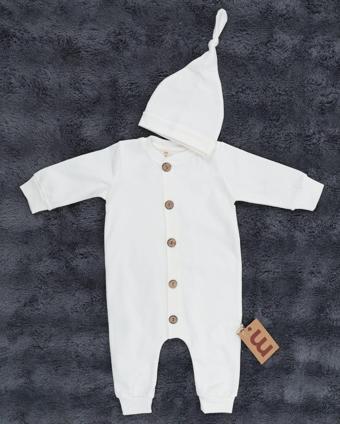 Miracool Düğmeli Bebek Tulum / %100 Pamuklu Kumaş / Şapka
