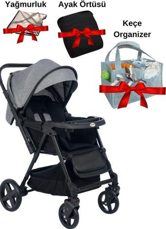 Joell Trendy Çift Yönlü Bebek Arabası / Keçe Organizer / Ayak Örtüsü / Yağmurluk