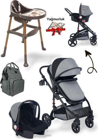 Joell 5'Li Bebek Seti / Truva Travel Bebek Arabası / Mama Sandalyesi / Çanta / Puset / Yağmurluk