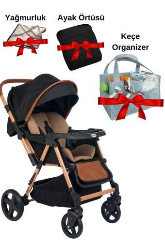 Joell Trendy Çift Yönlü Bebek Arabası / Keçe Organizer / Ayak Örtüsü / Yağmurluk