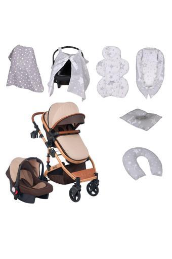 Joell 9Lu Unisex Bebek Seti/Joell Truva Travel Sistem Bebek Arabası/Puset/7Parça Tekstil Seti