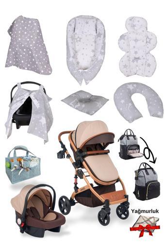 Joell 12 Parça Bebek Seti/Yenidoğan Seti/Joell Truva Travel Bebek Arabası/Puset/Çanta/+8Parça Tekstil Seti