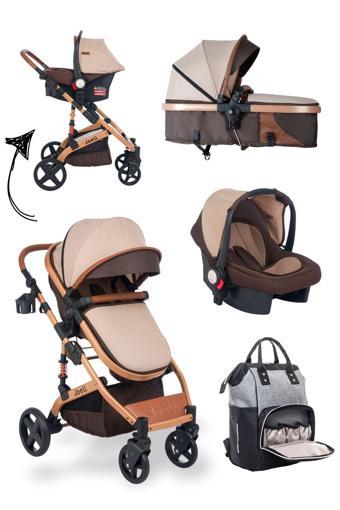 Joell 4'Lü Set Truva Travel Sistem Bebek Arabası / Puset / Bebek Bakım Çantası / Yağmurluk