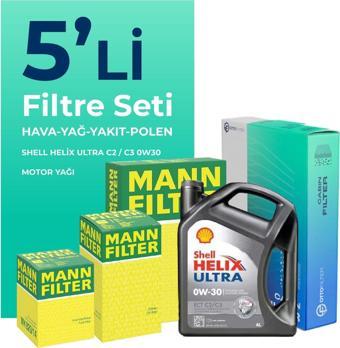 MANN Fiat Egea 1.6 Dizel Filtre Bakım Seti Shell Motor Yağlı (2015-2023) 5 Li