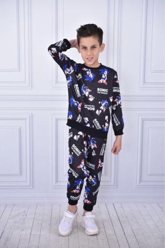 Nbgiyim Kışlık Sonic Şardonlu Siyah Alt Üst Eşofman Takım Çocuk Giyim