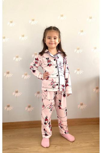 Riysgiyim Mickey Baskılı Kız Çocuk Pijama Takımı