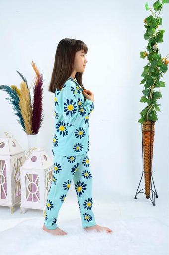 Riysgiyim Çiçek Baskılı Kız Çocuk Pijama Takımı