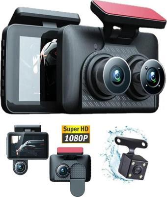 Araç İçi HD Kamera Video Kaydedici 3 Kamera 1080P Full HD Araç Kamerası WDR G-Sensor 5Mp Büyük Ekran