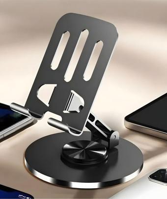 Yüksek Kalite Metal 360 Dönebilen Ayarlanabilir Telefon Ve Tablet Tutucu Masa Üstü Standı Gri