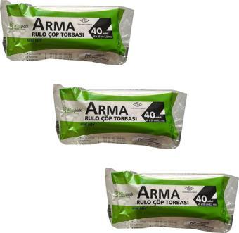 Arma Kimpack Beyaz Mini Boy 40 x 50 Cm. - 20 Litre Çöp Torbası Poşeti - 40 Adetlik 3 Rulo