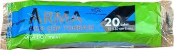 Arma Mavi Orta Boy 55 x 60 Cm. - 30 Litre Çöp Torbası Poşeti - 20 Adetlik 1 Rulo