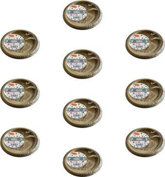 Kullan At Altın Renkli Parti Davet Plastik Tabak - 22 Cm. - 25 Adetlik 10 Paket