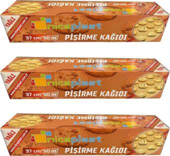 Niceplast Kesimsiz Yağlı Fırın Pişirme Kağıdı - 37 Cm. x 50 Metre - 3 Paket