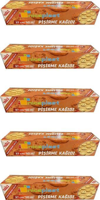 Niceplast Kesimsiz Yağlı Fırın Pişirme Kağıdı - 37 Cm. x 50 Metre - 5 Paket