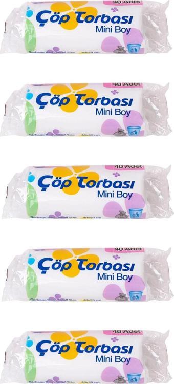 Canhome Beyaz Mini Küçük Boy 40x50 Cm. 30 Litre Çöp Torbası Poşeti - 40 Adetlik 5 Rulo