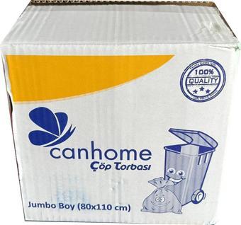 Canhome Jumbo Boy - Mavi -  210 Gr. - 80x110 Cm. - 80 Litre Çöp Torbası Poşeti - 10 Adetlik 25 Rulo - Koli