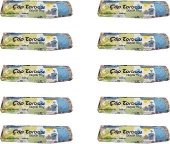 Canhome Mavi Büyük Boy Battal 65x80 Cm. 30 Litre Çöp Torbası Poşeti - 10 Adetlik 10 Rulo