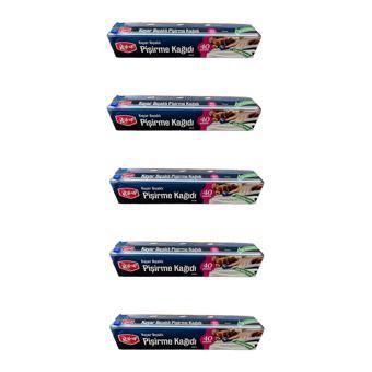 Roll-Up Kayar Bıçaklı Beyaz Yağlı Fırın Tepsi Pişirme Kızartma Kağıdı - 37 Cm. x 40 Metre - 5 Adet