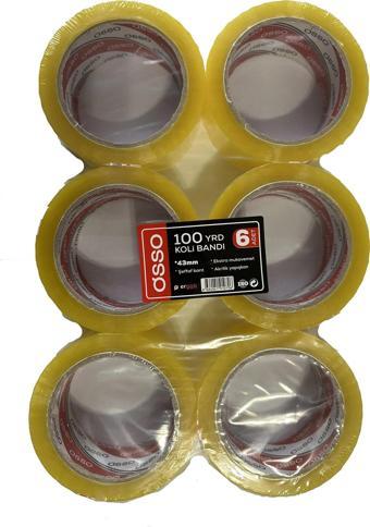 Osso Şeffaf Bant Ambalaj Koli Bandı - 100 YRD / 91.44 Metre - 43 mm - 6 Adetlik Paket