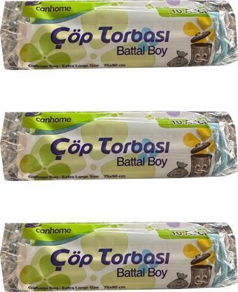 Canhome Mavi Büyük Boy Battal 75x90 Cm. 30 Litre Çöp Torbası Poşeti - 10 Adetlik 3 Rulo