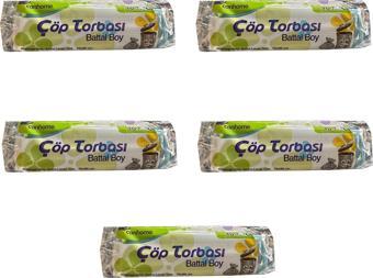 Canhome Mavi Büyük Boy Battal 75x90 Cm. 30 Litre Çöp Torbası Poşeti - 10 Adetlik 5 Rulo