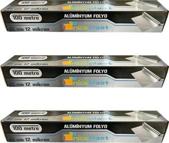 Niceplast Alüminyum Folyo - 45 Cm. x 100 Metre - 12 Mikron - 3 Paket