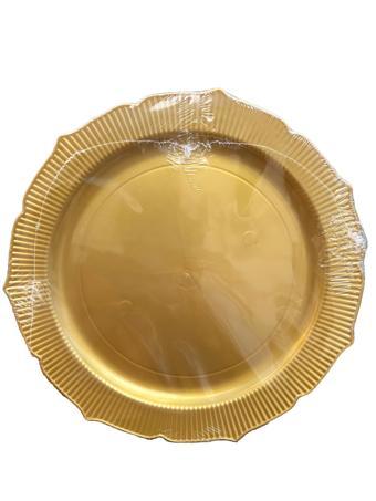 Omeyva Davet Parti Sunum Doğum Günü Altın Renkli Sert Plastik Mika Tabak - 22 Cm. - 6 Adetlik Paket
