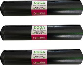 Ecoplast 240 Litre Siyah Hantal Konteyner Çöp Torbası - 120 x 150 Cm. - 700 Gr. - 10 Adetlik 3 Rulo